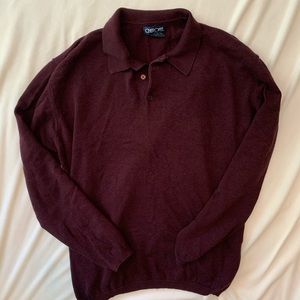 Cozy pull over button up oversized maroon sweater